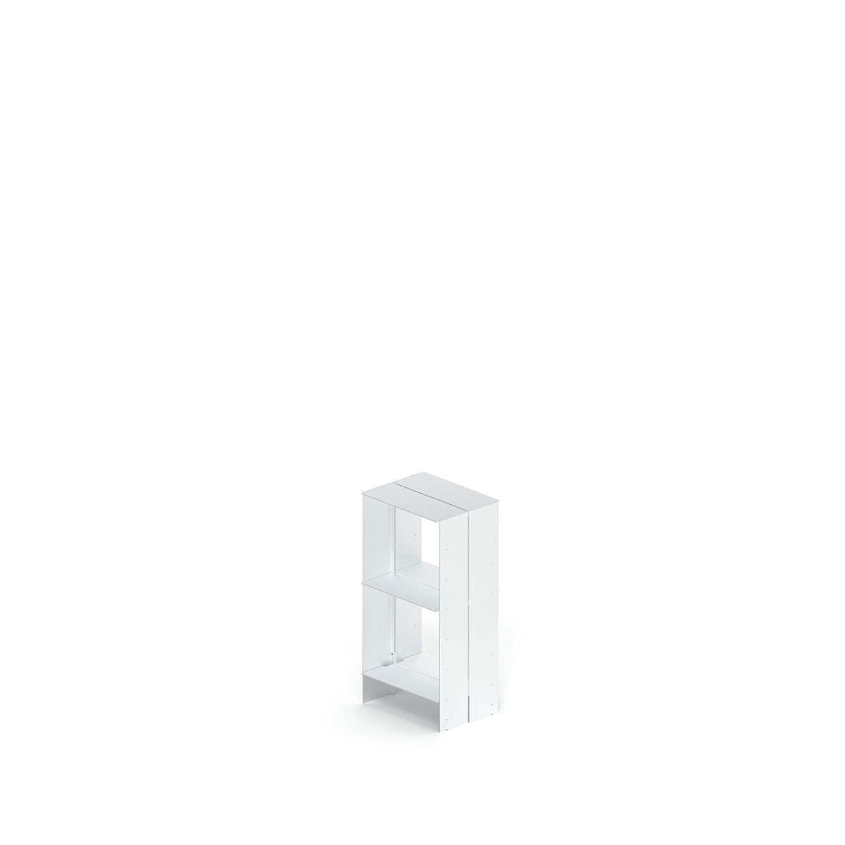 AIM2 Sideboard 400 aus einem 400-mm-Modul aus eloxiertem Aluminium als freigestellte Perspektivansicht